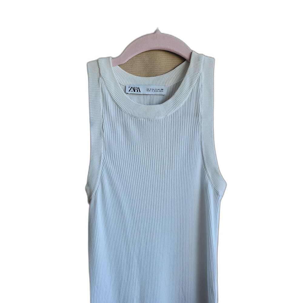 Zara long ribbed white tank top size s